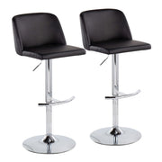 LumiSource Toriano Bar Stool, Set of 2, Chrome/Black - BS-TORIANOPU-RT2CHRMBK2