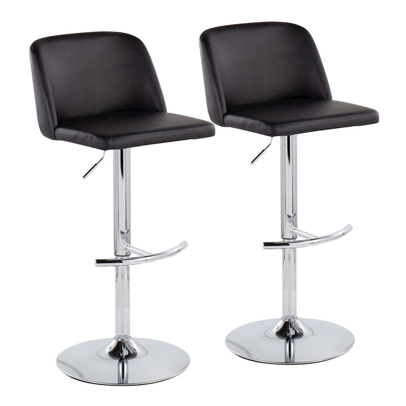 LumiSource Toriano Bar Stool, Set of 2, Chrome/Black - BS-TORIANOPU-RT2CHRMBK2
