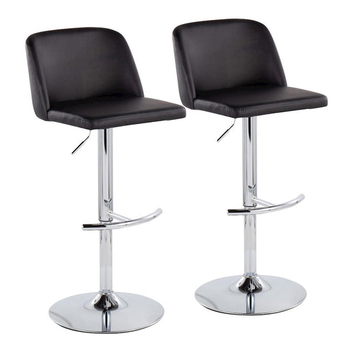 LumiSource Toriano Bar Stool, Set of 2, Chrome/Black - BS-TORIANOPU-RT2CHRMBK2