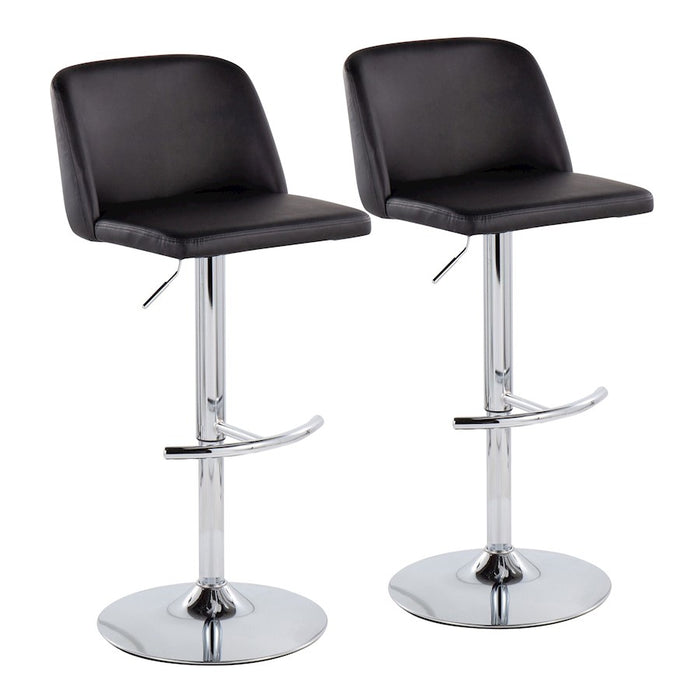 LumiSource Toriano Bar Stool, Set of 2, Chrome/Black - BS-TORIANOPU-RT2CHRMBK2