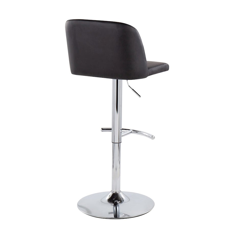 LumiSource Toriano Bar Stool, Set of 2, Chrome/Black