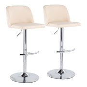 LumiSource Toriano Bar Stool, Set of 2, Chrome/Cream - BS-TORIANOPU-RT2CHRMCR2