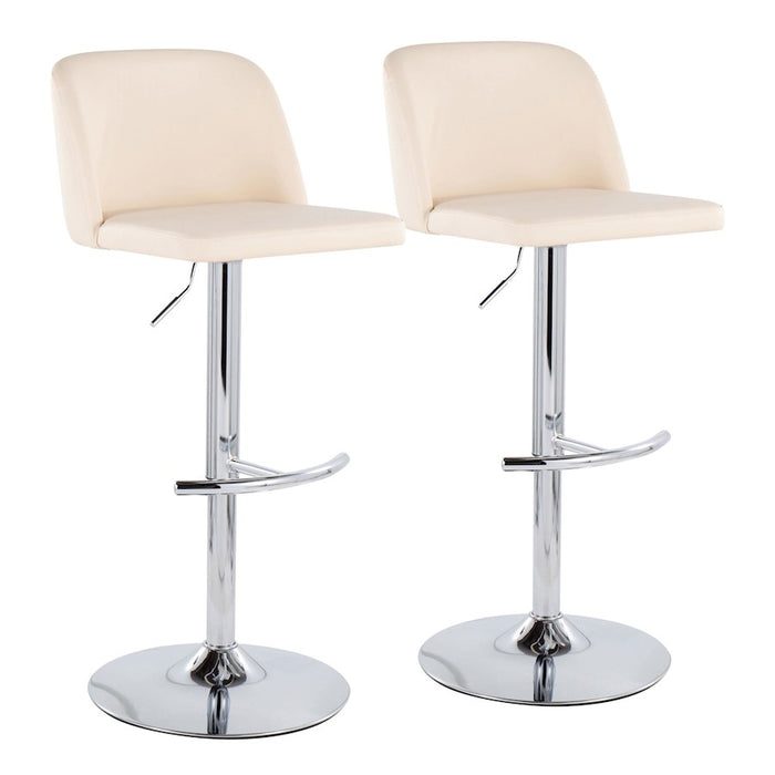 LumiSource Toriano Bar Stool, Set of 2, Chrome/Cream - BS-TORIANOPU-RT2CHRMCR2