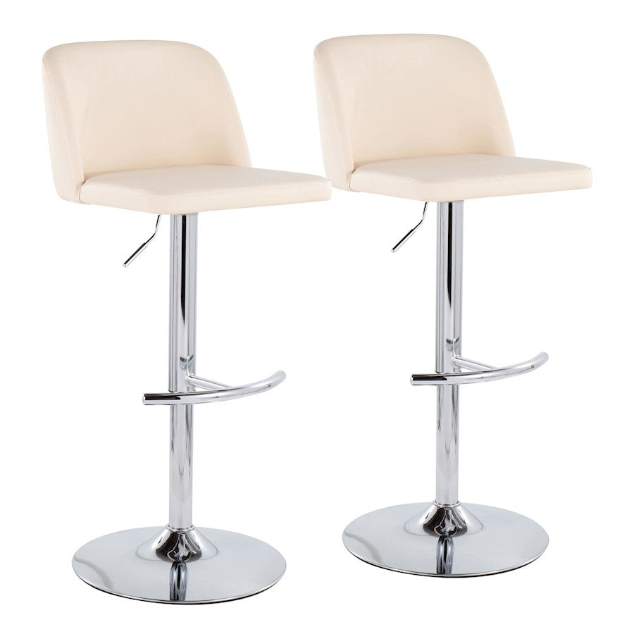 LumiSource Toriano Bar Stool, Set of 2, Chrome/Cream - BS-TORIANOPU-RT2CHRMCR2