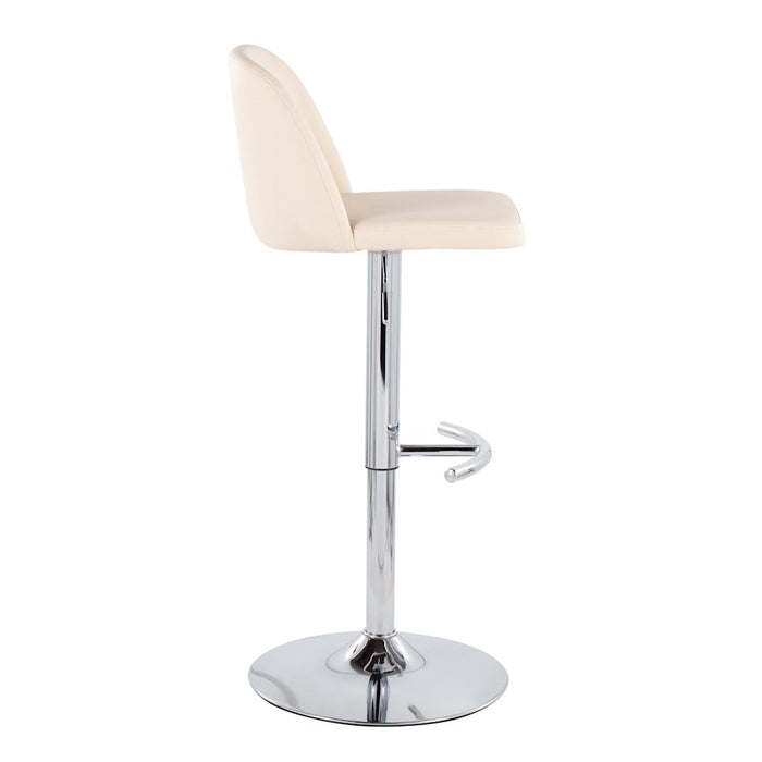 LumiSource Toriano Bar Stool, Set of 2, Chrome/Cream