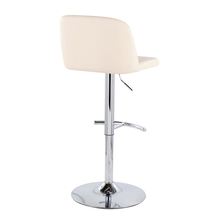 LumiSource Toriano Bar Stool, Set of 2, Chrome/Cream