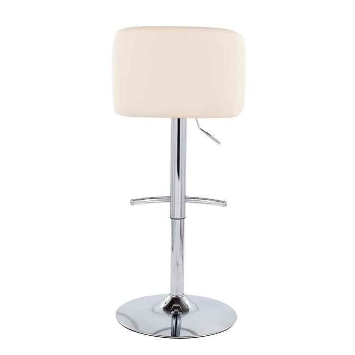LumiSource Toriano Bar Stool, Set of 2, Chrome/Cream