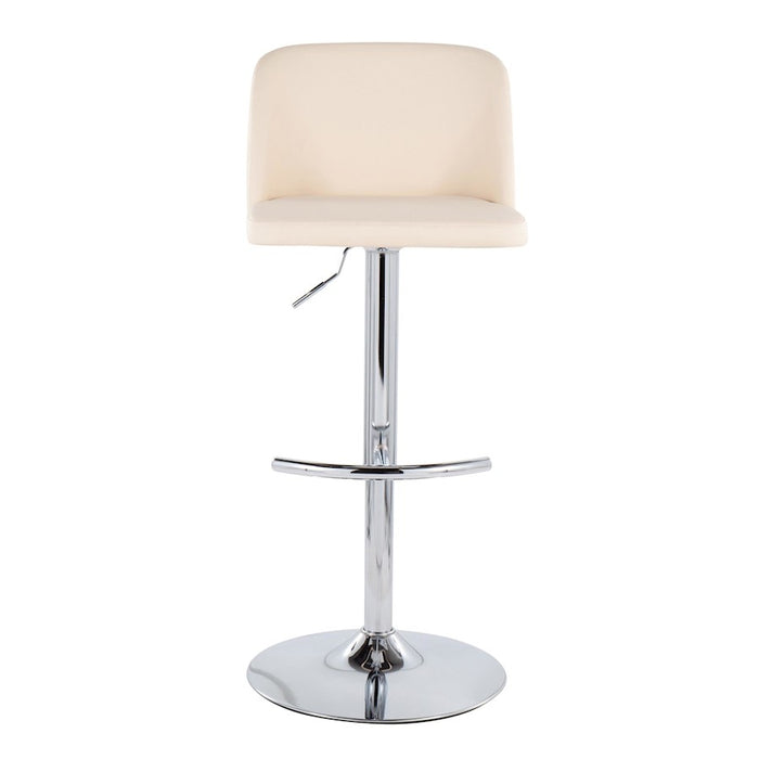 LumiSource Toriano Bar Stool, Set of 2, Chrome/Cream