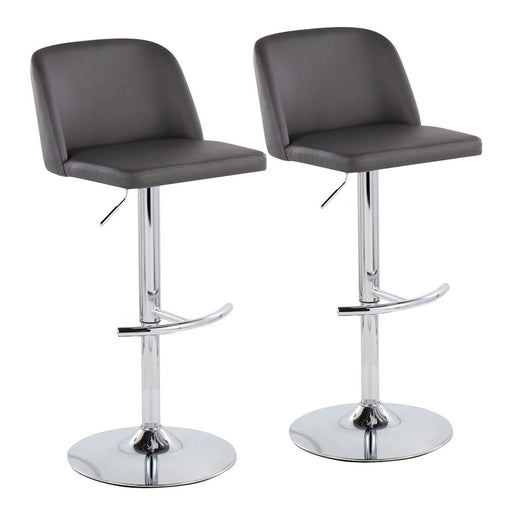 LumiSource Toriano Bar Stool, Set of 2, Chrome/Grey - BS-TORIANOPU-RT2CHRMGY2