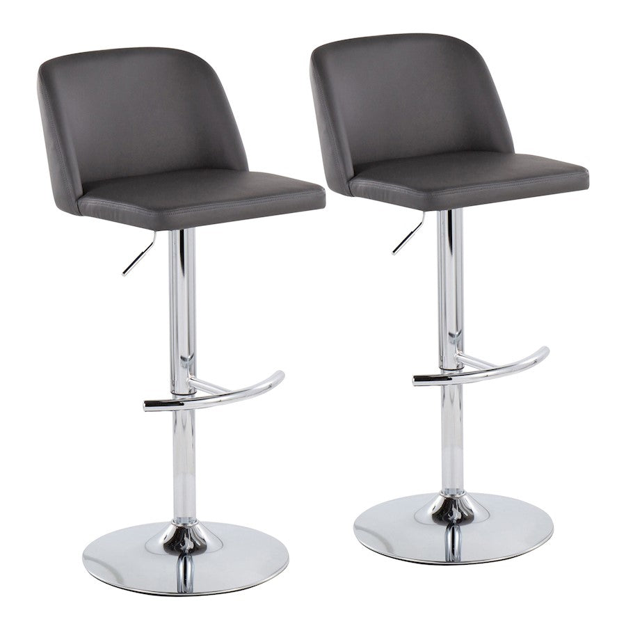 LumiSource Toriano Bar Stool, Set of 2, Chrome/Grey - BS-TORIANOPU-RT2CHRMGY2