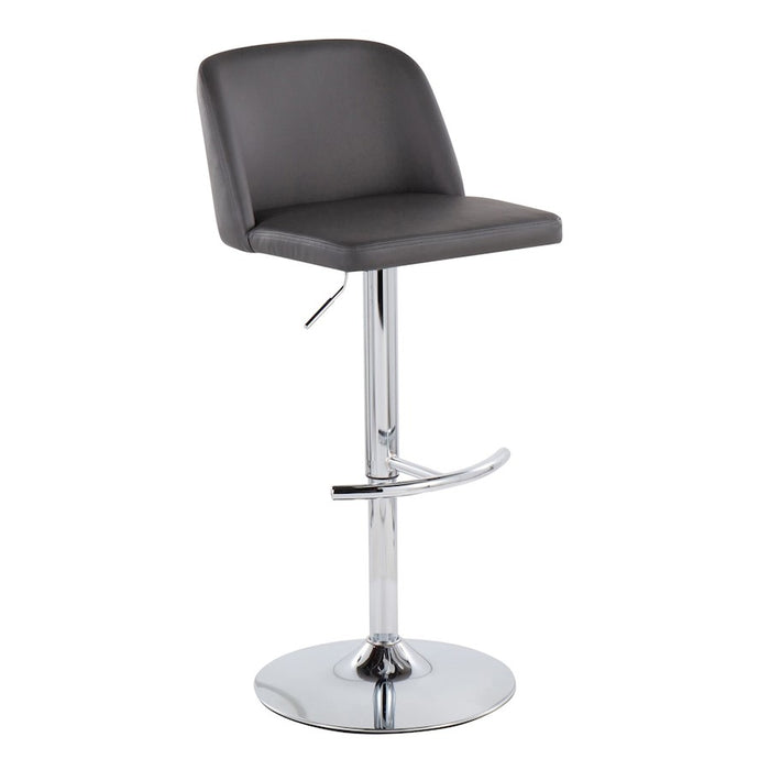 LumiSource Toriano Bar Stool, Set of 2, Chrome/Grey