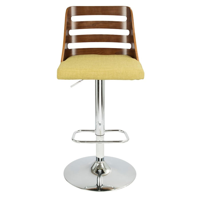 LumiSource Trevi Adj Barstool, Set/2, Chrome/Walnut/Green