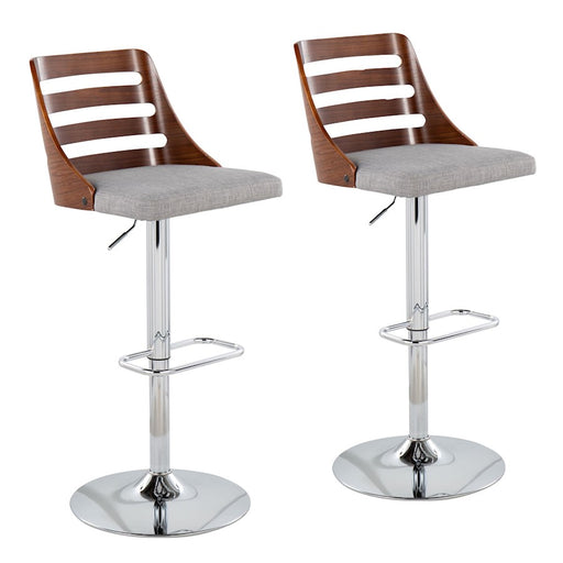 LumiSource Trevi Barstool, Set of 2, Chrome/Walnut/Grey - BS-TRV2-SWVRECWLGY2