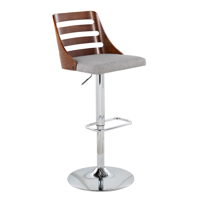 LumiSource Trevi Barstool, Set of 2, Chrome/Walnut/Grey