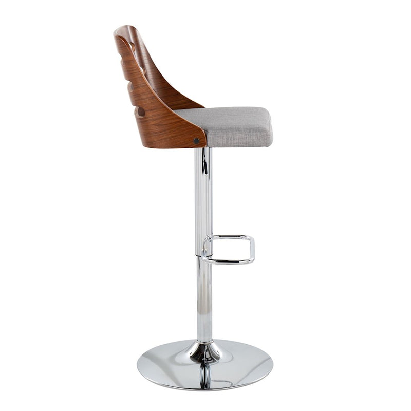 LumiSource Trevi Barstool, Set of 2, Chrome/Walnut/Grey
