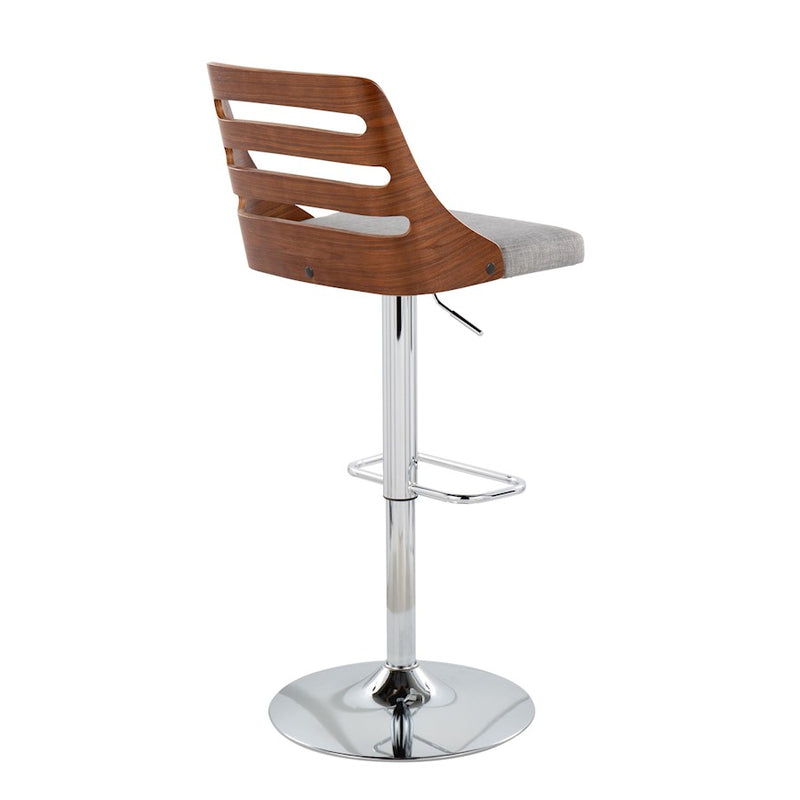 LumiSource Trevi Barstool, Set of 2, Chrome/Walnut/Grey