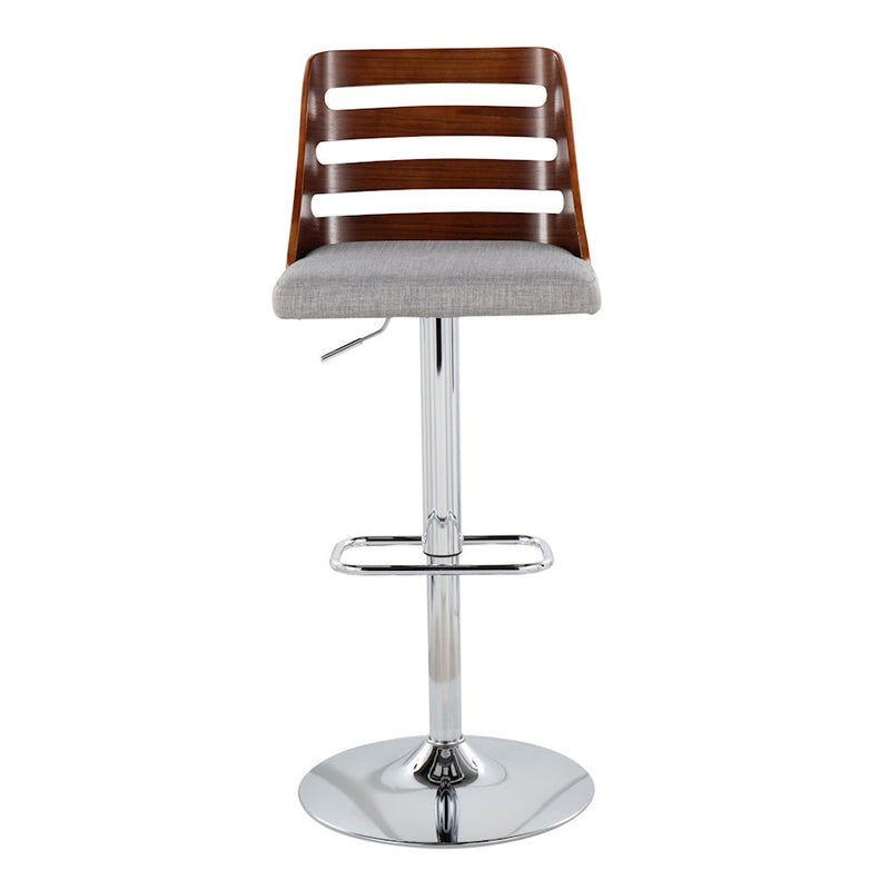 LumiSource Trevi Barstool, Set of 2, Chrome/Walnut/Grey