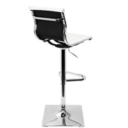 LumiSource Master Barstool | White PU Leather and Chrome | Kitchen, Bar & Break Room Seating | 18 x 15.5 x 46 in H | Model BS-TW-MASTERW