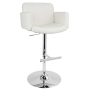 LumiSource Stout 24in Adjustable Bar Stool | Contemporary White PU Leather and Chrome | Kitchen Counter & Home Bar Seating | Model BS-TW-STOUTW