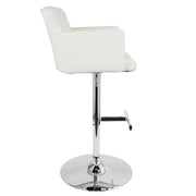 LumiSource Stout 24in Adjustable Bar Stool | Contemporary White PU Leather and Chrome | Kitchen Counter & Home Bar Seating | Model BS-TW-STOUTW