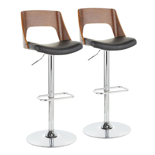LumiSource Valencia Adj Barstool, Set/2, CH/WAL/BK - BS-VLNCI2-SWVRECWLBK2