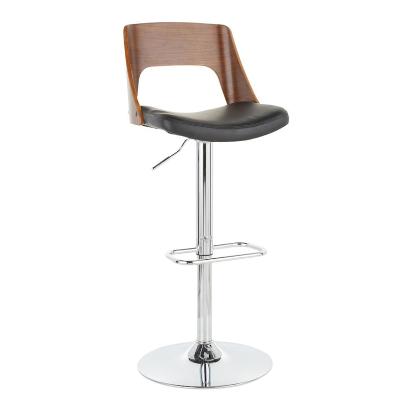 LumiSource Valencia Adj Barstool, Set/2, CH/WAL/BK