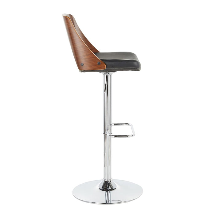 LumiSource Valencia Adj Barstool, Set/2, CH/WAL/BK