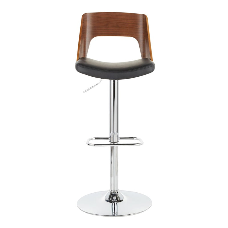 LumiSource Valencia Adj Barstool, Set/2, CH/WAL/BK