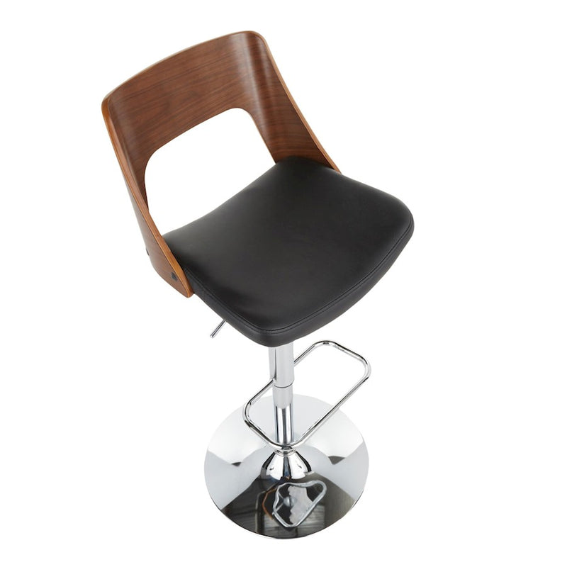 LumiSource Valencia Adj Barstool, Set/2, CH/WAL/BK