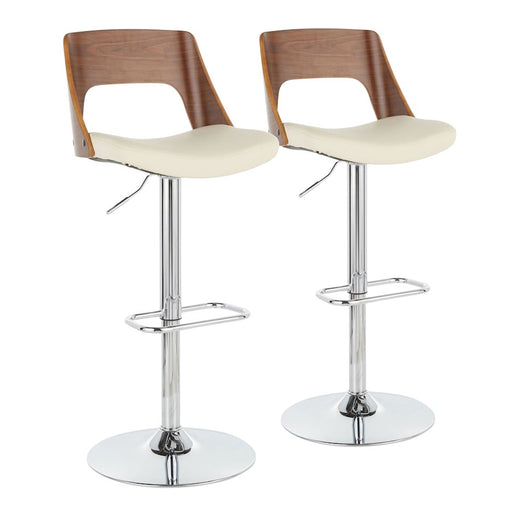LumiSource Valencia Adj Barstool, Set/2, CH/WAL/CR - BS-VLNCI2-SWVRECWLCR2