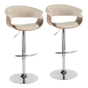 LumiSource Vintage Mod Adj Bar Stool, Set/2, CH/WAL/CR - BS-VMO-RT2CHRWLCR2