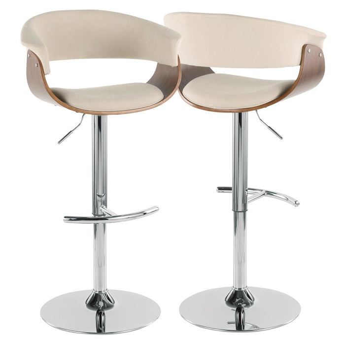 LumiSource Vintage Mod Adj Bar Stool, Set/2, CH/WAL/CR