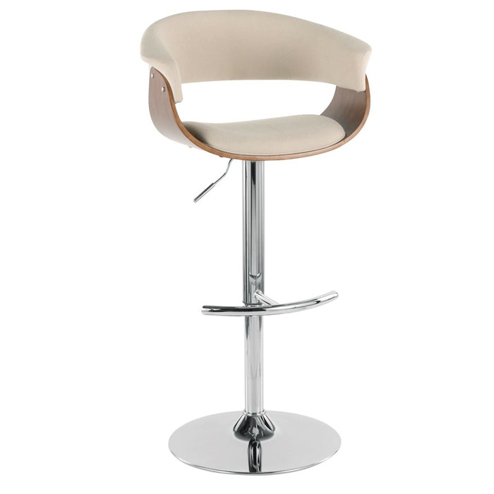 LumiSource Vintage Mod Adj Bar Stool, Set/2, CH/WAL/CR