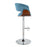 LumiSource Vintage Mod Barstool, Set of 2, Chrome/Walnut/Blue