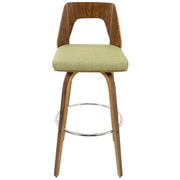 LumiSource Vintage Mod 24in Adjustable Bar Stool | Mid-Century Walnut and Light Grey Fabric with Chrome | Kitchen Counter & Home | Model BS-VMOWL-LGY