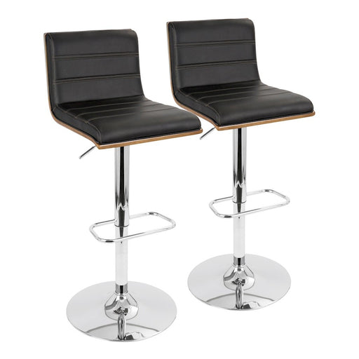 LumiSource Vasari Adj Barstool, Set/2, CH/WAL/Matte BK - BS-VSR2-SWVRECWLBK2