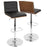 LumiSource Vasari Adj Barstool, Set/2, CH/WAL/Matte BK
