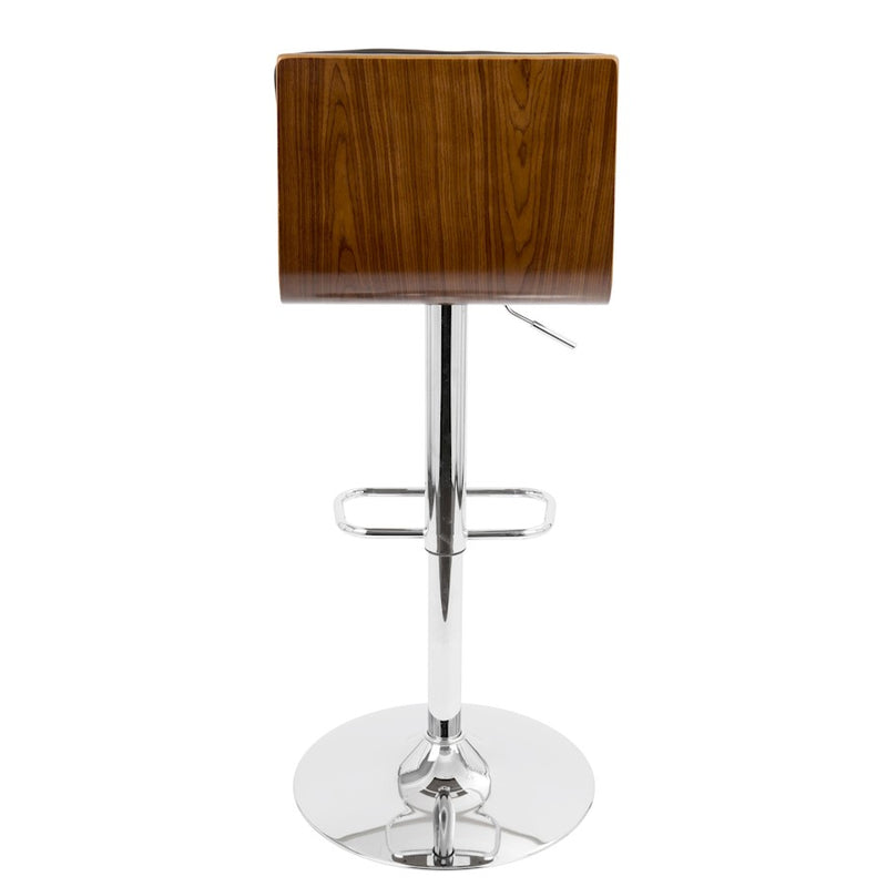 LumiSource Vasari Adj Barstool, Set/2, CH/WAL/Matte BK