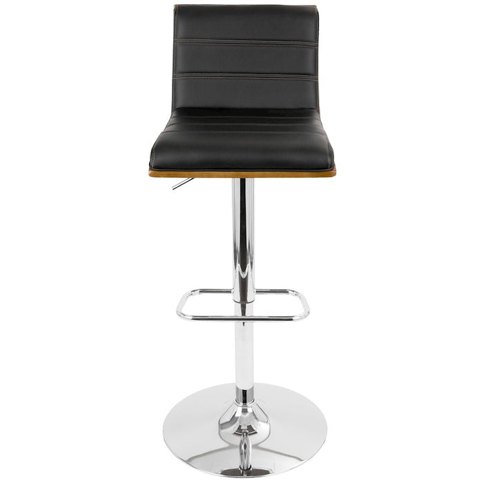 LumiSource Vasari Adj Barstool, Set/2, CH/WAL/Matte BK
