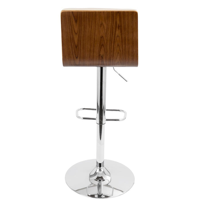 LumiSource Vasari Adj Barstool, Set/2, Chrome/Walnut/Cream