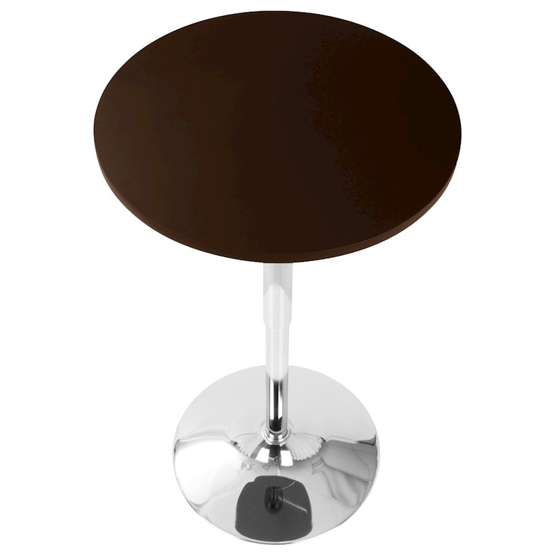LumiSource Adjustable Bar Table 23.5in Round | Brown MDF Top & Chrome Base | Kitchen & Bar Height-Adjustable | Model BT-ADJ23TWBN