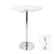 LumiSource Adjustable Bar Table 23.5in Round | Clear Acrylic Top & Chrome Base | Kitchen & Bar Height-Adjustable | Model BT-ADJ23TWCL