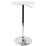 LumiSource Adjustable Bar Table 23.5in Round | White MDF Top & Chrome Base | Kitchen & Bar Height-Adjustable | Model BT-ADJ23TWW