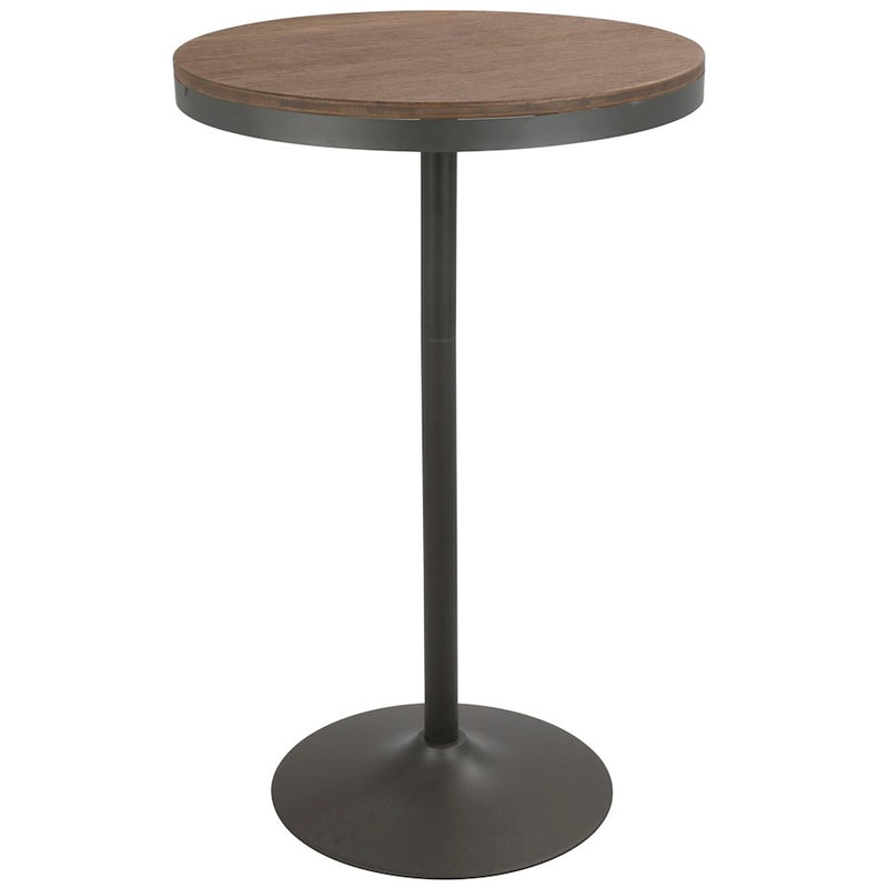 LumiSource Dakota Adjustable Bar & Dinette Table | Industrial Grey and Brown Wood Top | Kitchen Island & Dining Room | Model BT-DAKGY-BN