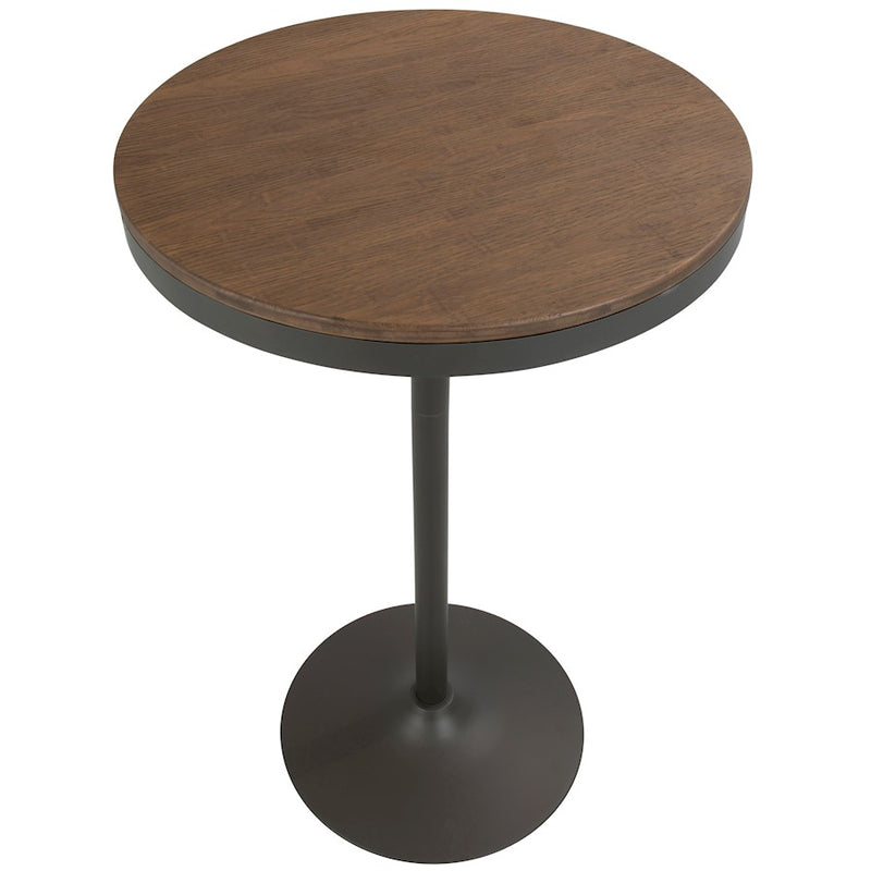 LumiSource Dakota Adjustable Bar & Dinette Table | Industrial Grey and Brown Wood Top | Kitchen Island & Dining Room | Model BT-DAKGY-BN