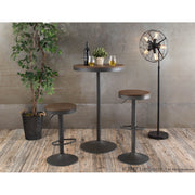 LumiSource Dakota Adjustable Bar & Dinette Table | Industrial Grey and Brown Wood Top | Kitchen Island & Dining Room | Model BT-DAKGY-BN