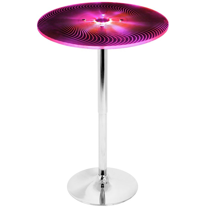 LumiSource Spyra 23in LED Bar Table | Contemporary Acrylic and Chrome with Multi-Color Glow | Home Bar & Kitchen Island | Model BT-SPYRA