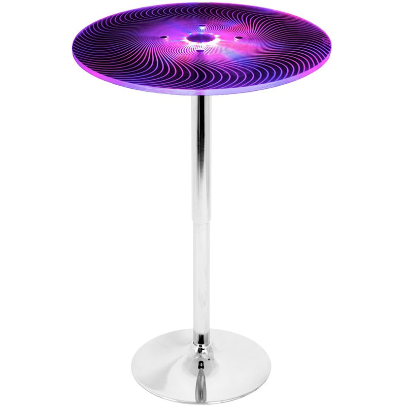 LumiSource Spyra 23in LED Bar Table | Contemporary Acrylic and Chrome with Multi-Color Glow | Home Bar & Kitchen Island | Model BT-SPYRA