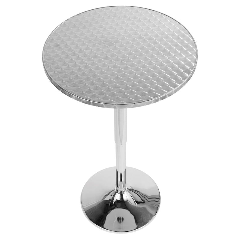 LumiSource Bistro 25.5in Adjustable Bar Table | Contemporary Brushed Aluminum and Chrome | Kitchen & Dining Room | Model BT-TLBISTRO23RN
