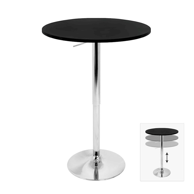 LumiSource Elia Adjustable Bar Table | Black MDF Top & Chrome Base | Kitchen & Bar | 28 x 28 x 41 in | Model BT-TLELIA27BK